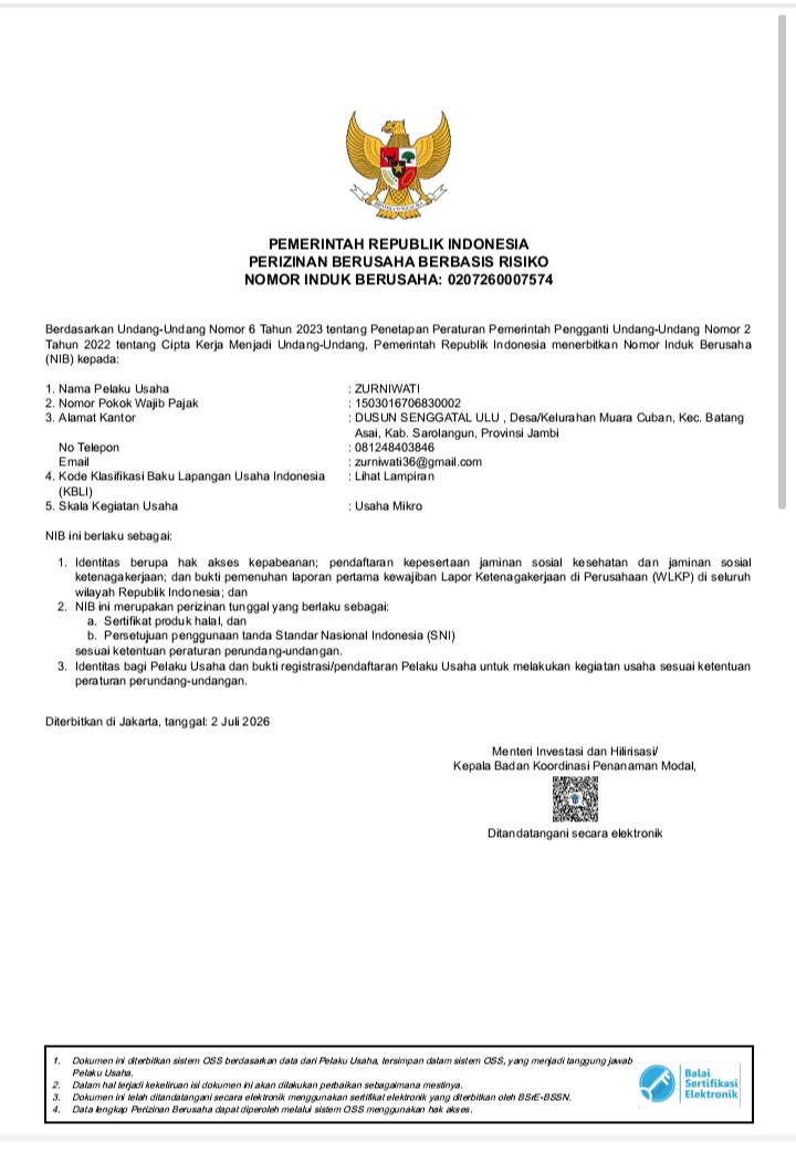 NIB (Nomor Induk Berusaha)